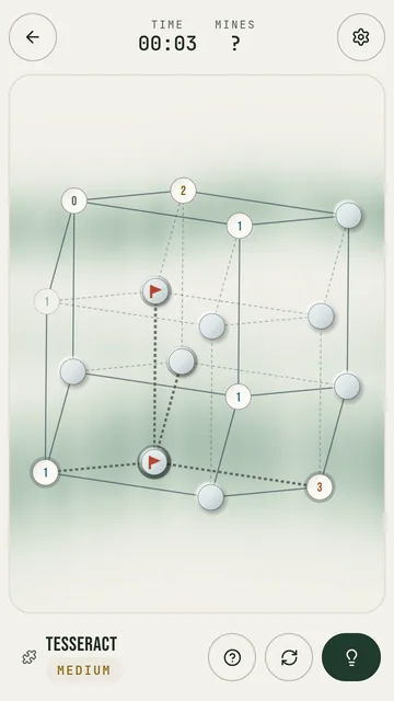 A tesseract, a four-dimensional cube, drawn in dots and lines with its far edges dashed.